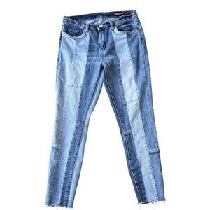 Blank NYC Mixed Denim Patchwork Jeans Women Size 29 Skinny Crop Casual Blue